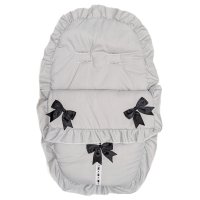 Plain Grey/Black Car Seat Footmuff/Cosytoes With Large Bows & Lace